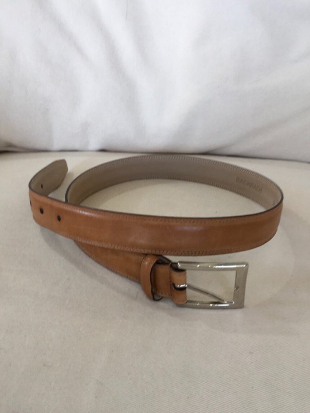 Bachrach Tan Leather Belt Unisex Made in Italy